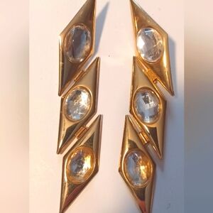From the 70s long gold n crystal bead earrings